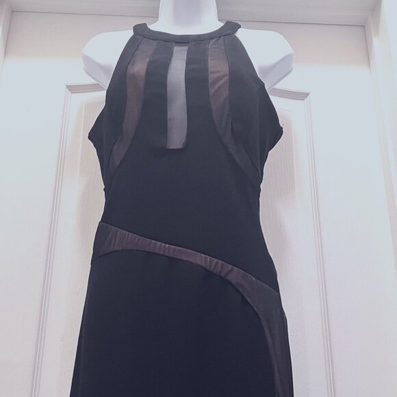 Honey & Rosie Long Maxie Black Sheer Dress-Formal-Size Medium-Black/Nude-Stretch - Picture 3 of 16